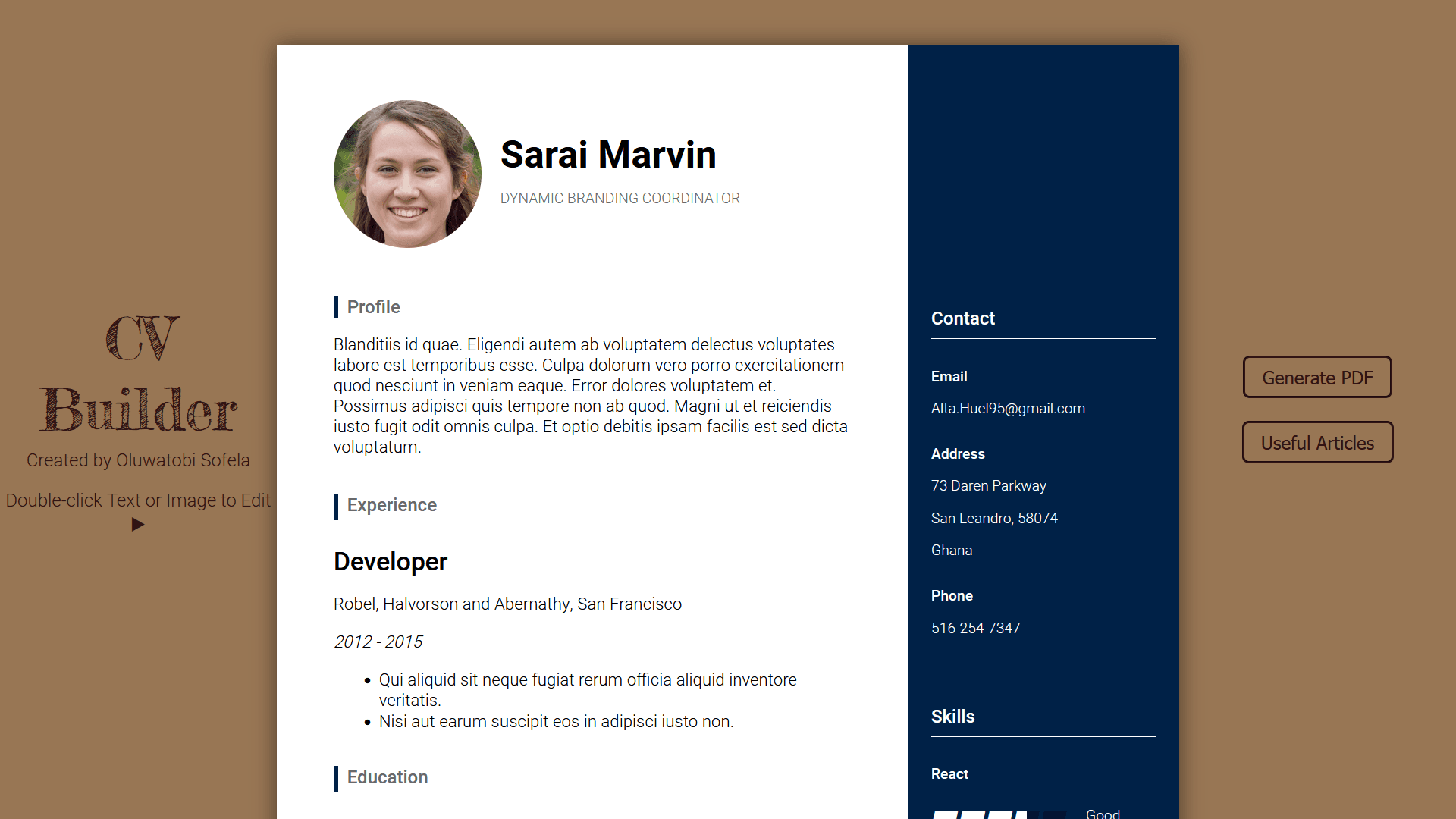 CV Builder project's screenshot
