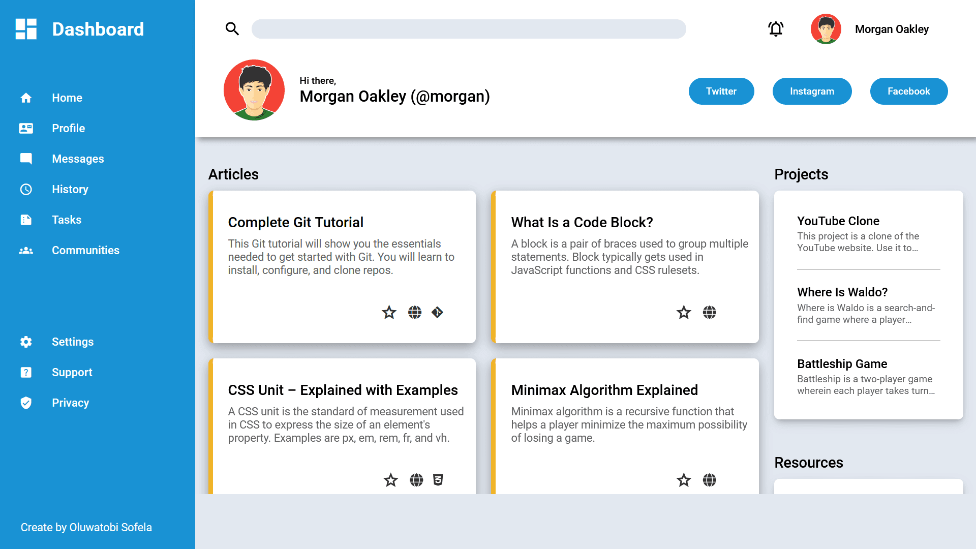 Dashboard project's screenshot