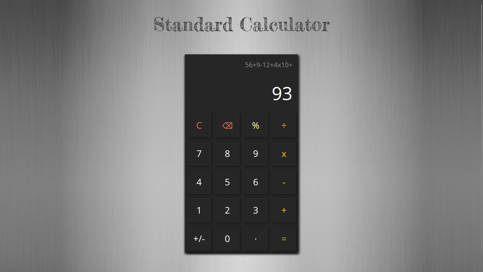 Standard Calculator project's screenshot